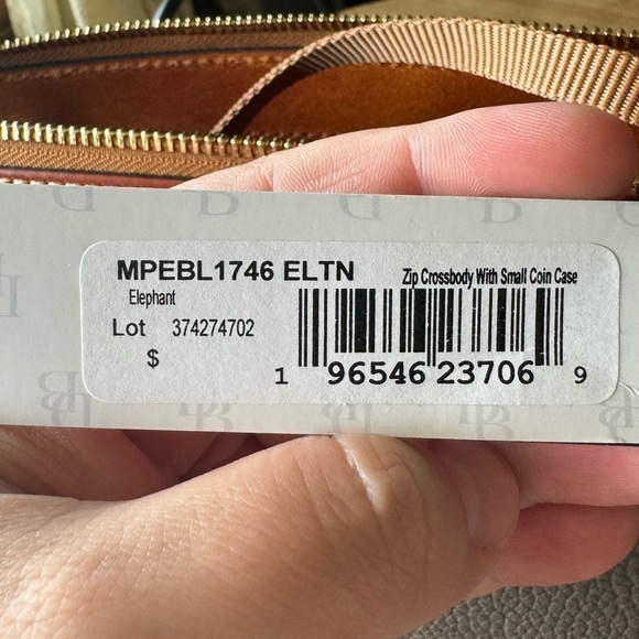 NWT Dooney & Bourke Pebble Leather Zip Crossbody w/Small Coin Case Elephant Gray - Picture 7 of 9